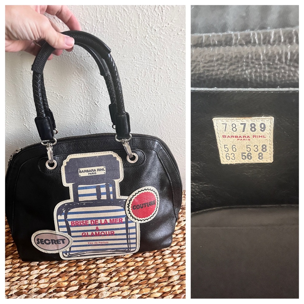 Barbara Rihl Paris Leather purse handbag pop art perfume shoulder bag